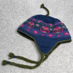 Lost Horizons 100% Wool Beanie Ear Flap Hat Fair Trade Nepal Artisan Hand Knit